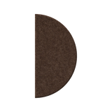 A dark brown felt or wool-textured semicircle sample on a plain white background.