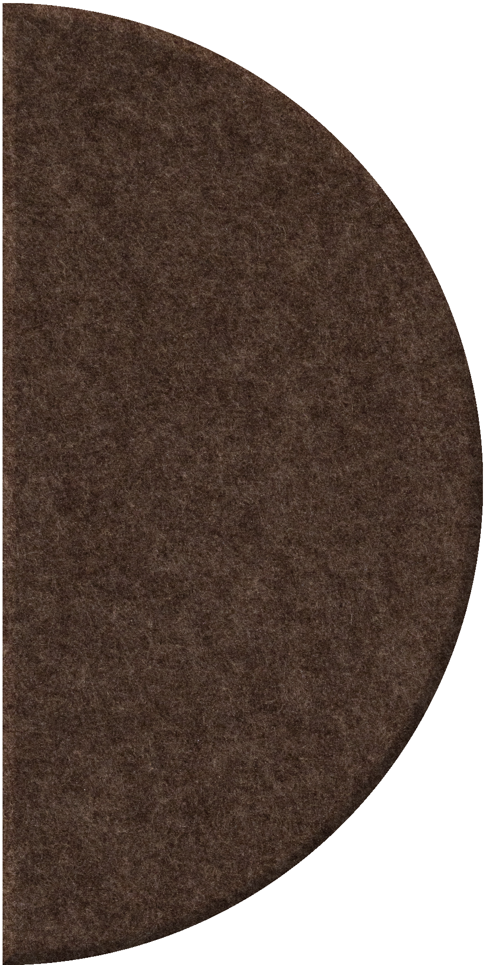 Brown half circle tile with textured surface.