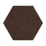 A hexagonal brown felt or fabric swatch shown flat against a plain white background.