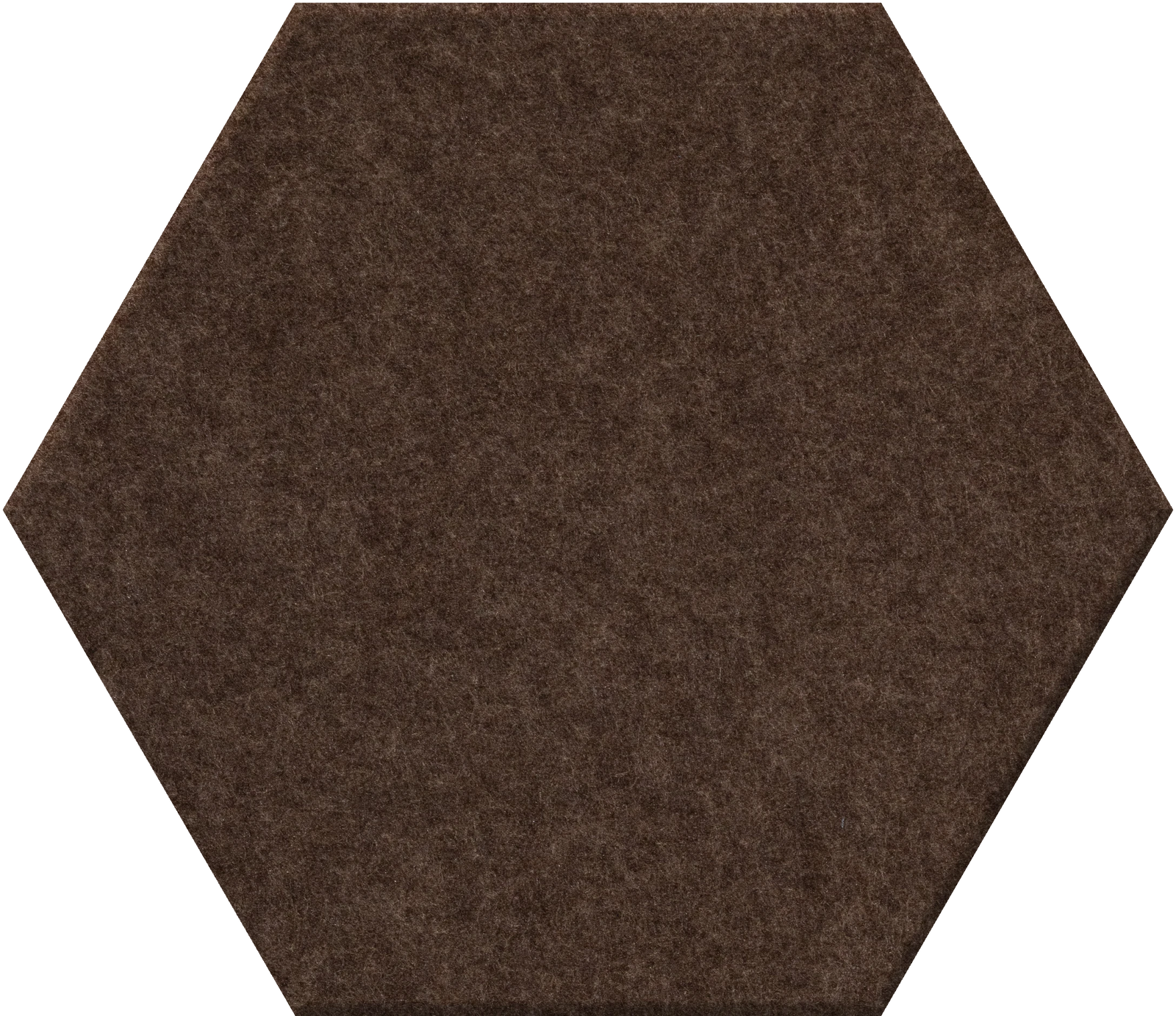 Dark brown hexagonal tile with textured surface.