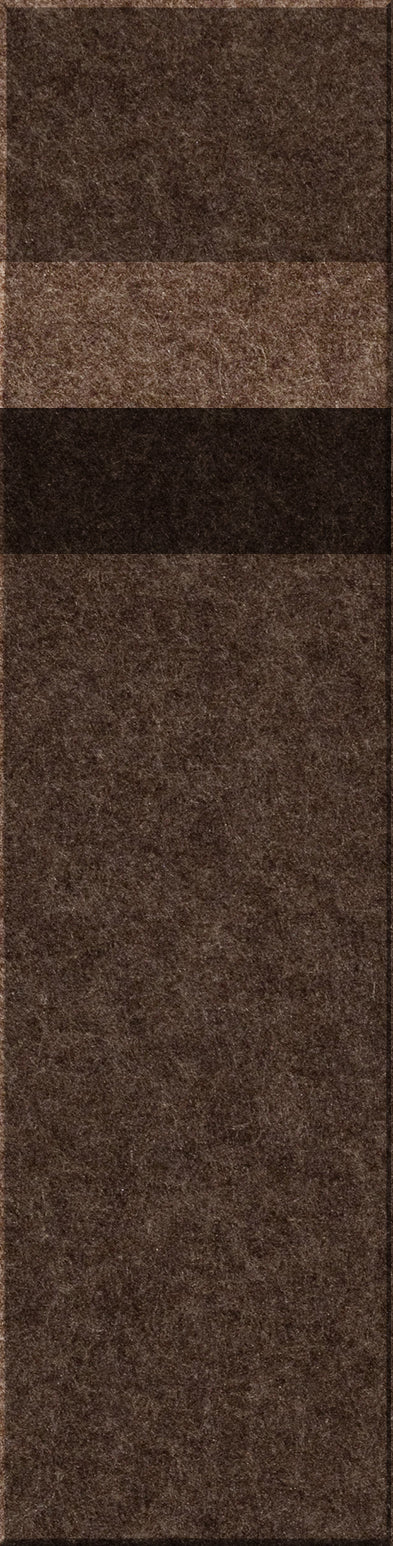 Four stacked carpet tiles in varying shades of brown, from dark to light.