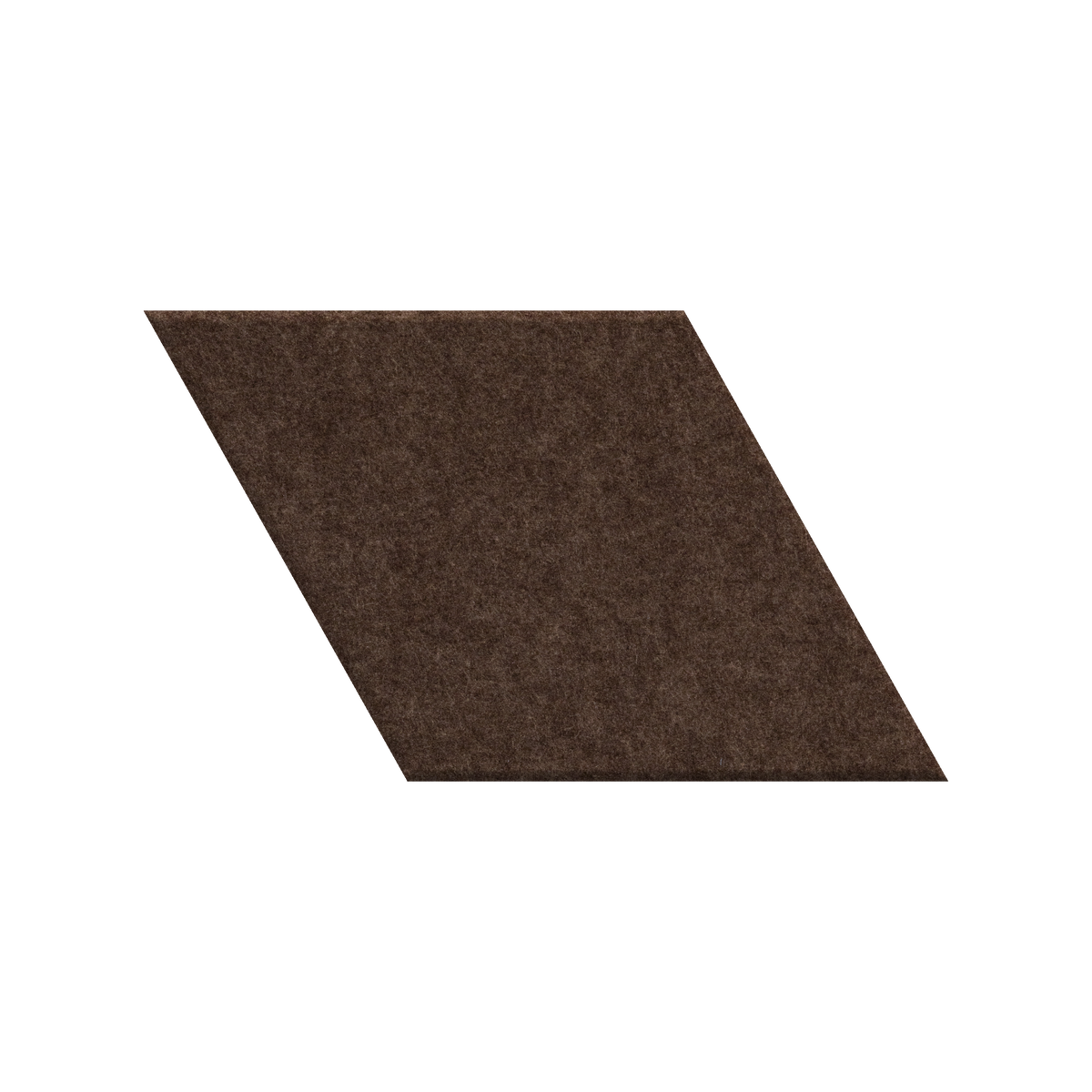 A dark brown textured fabric or felt swatch shown as a parallelogram on a plain white background.