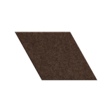 A dark brown textured fabric or felt swatch shown as a parallelogram on a plain white background.