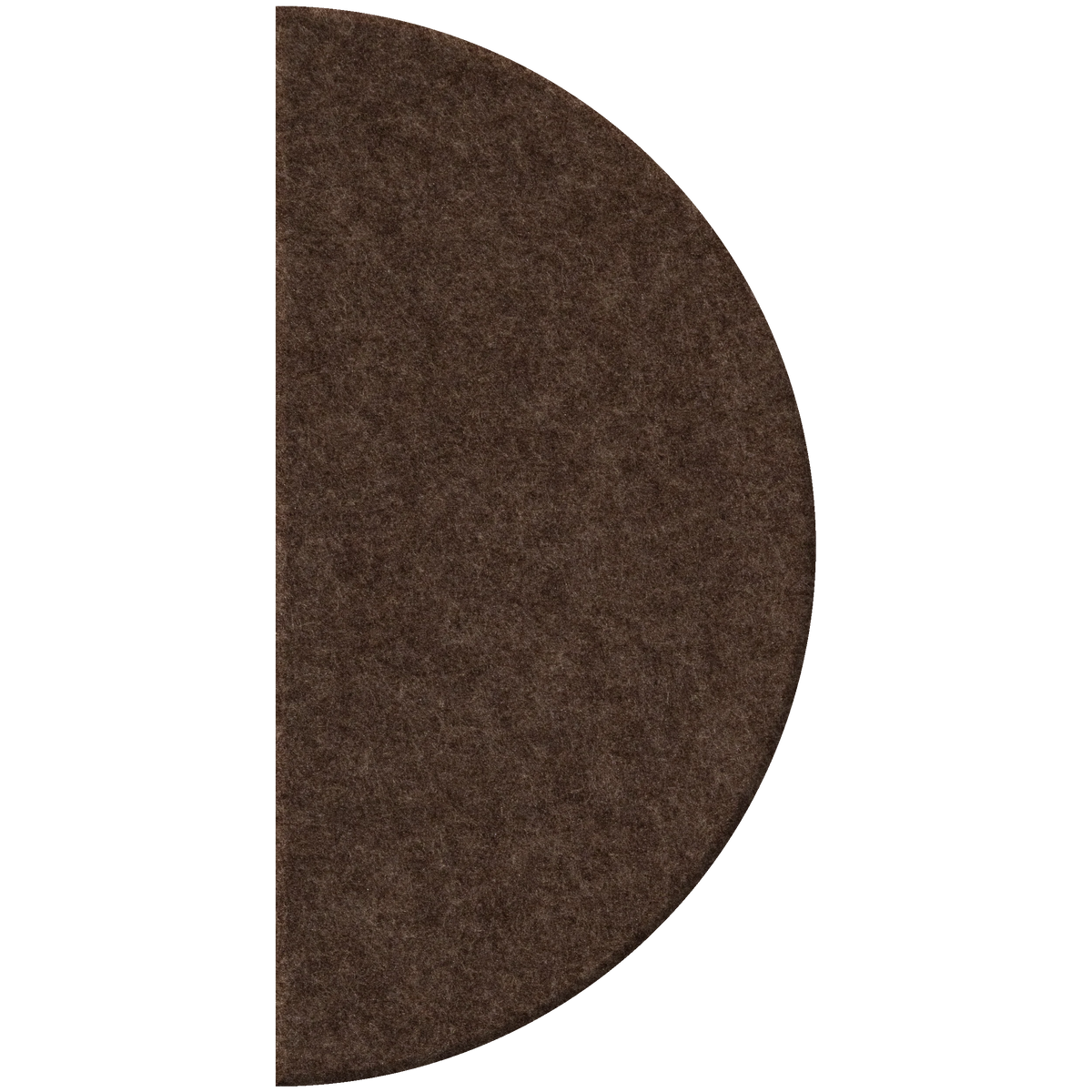 A dark brown semi-circular felt or carpet sample shown on a plain white background.