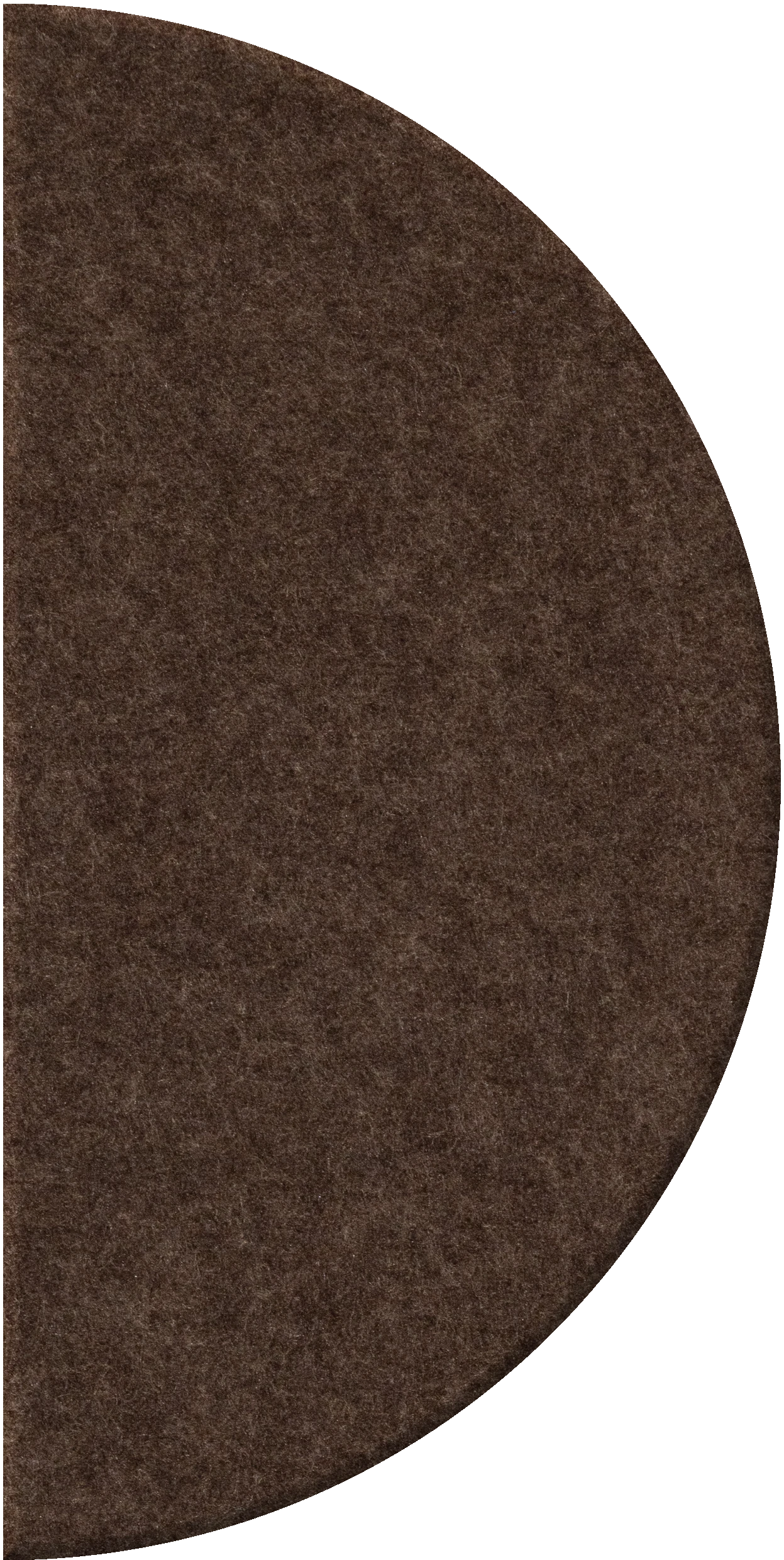 Brown half circle tile with textured surface.