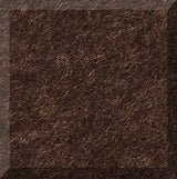 Dark brown textured tile with raised beveled edge and mottled surface pattern.