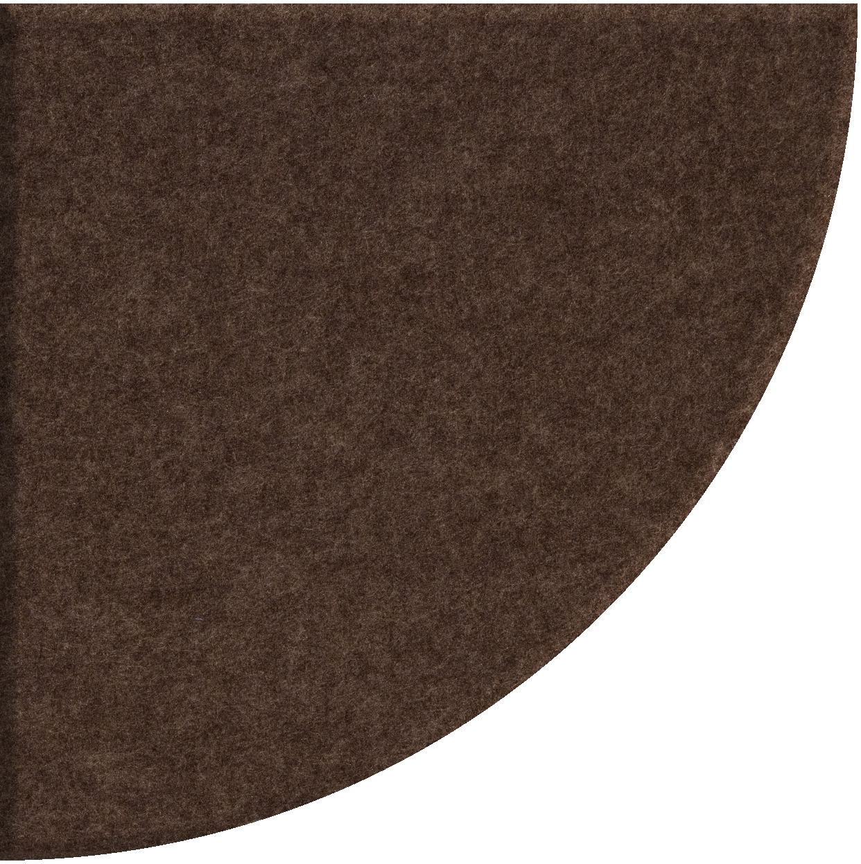 Brown quarter circle tile with speckled surface texture against white background.