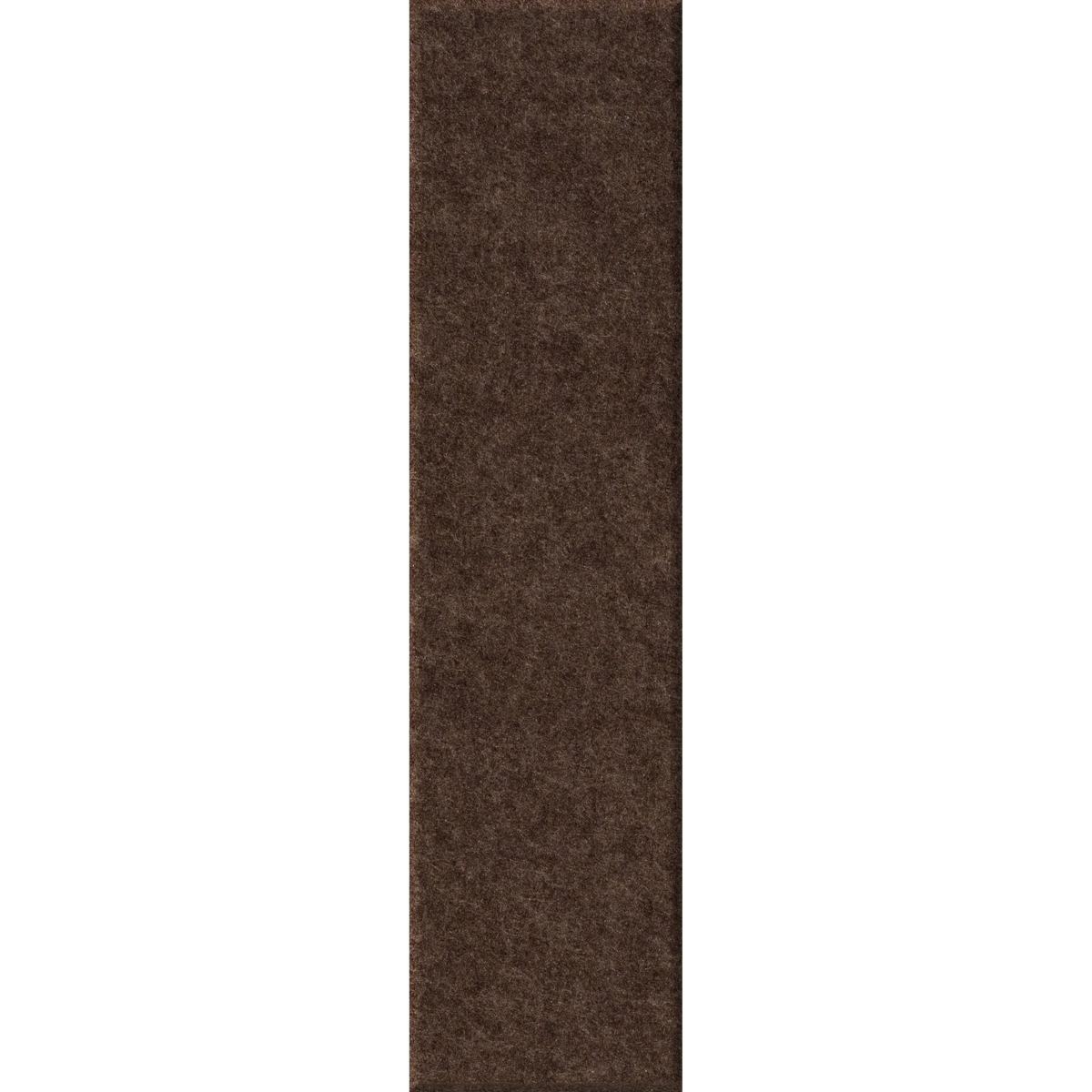 A long, narrow rectangular sample of dark brown textured material centered on a white background.