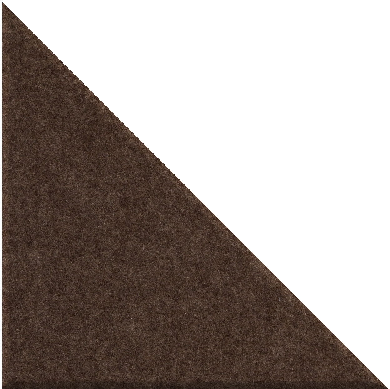 Brown right triangle tile with textured surface.