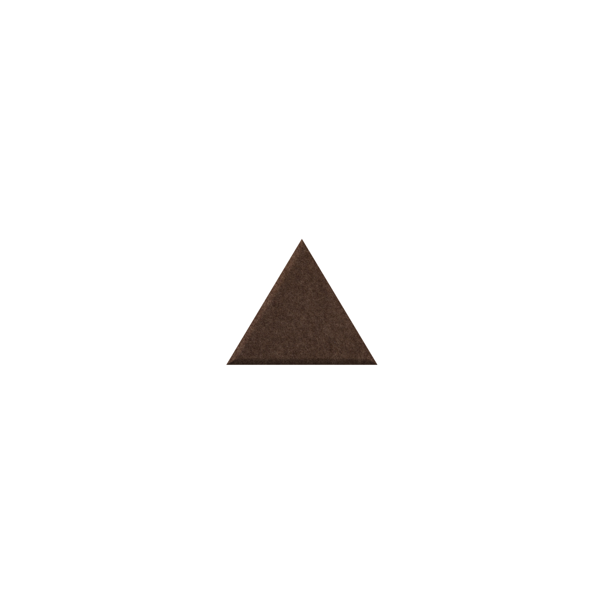 A small centered dark brown textured triangle on a plain white background.