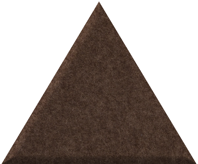 Dark brown equilateral triangle tile with textured surface.