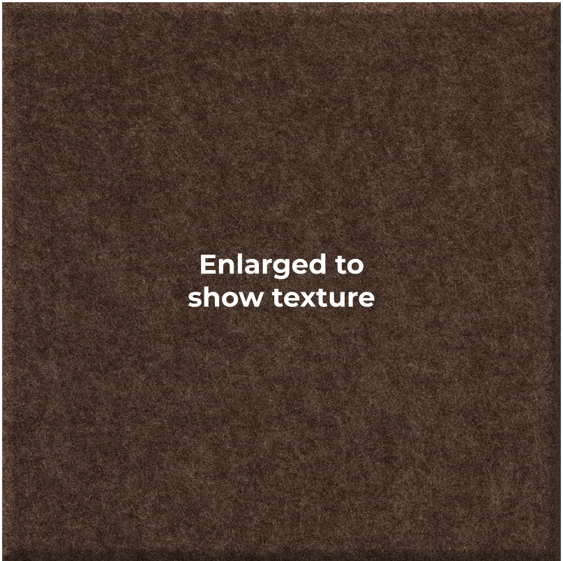 A square brown textured material swatch with the centered text 'Enlarged to show texture' in white, shown on a white background.