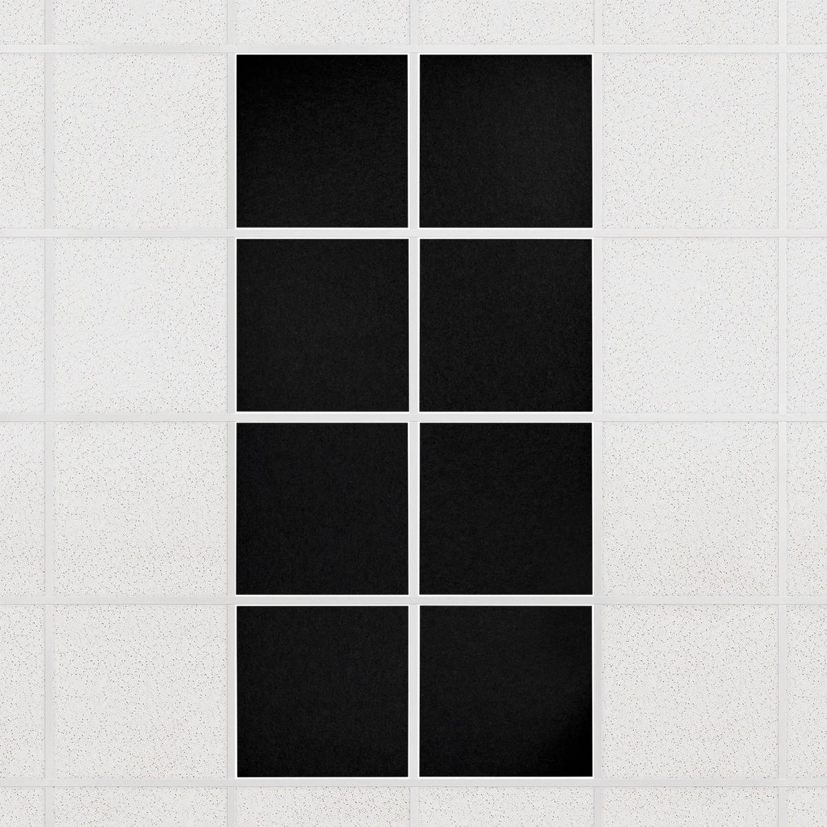Colorblock felt drop ceiling tiles in solid Ebony, set of 8 in a 2 x 4 layout