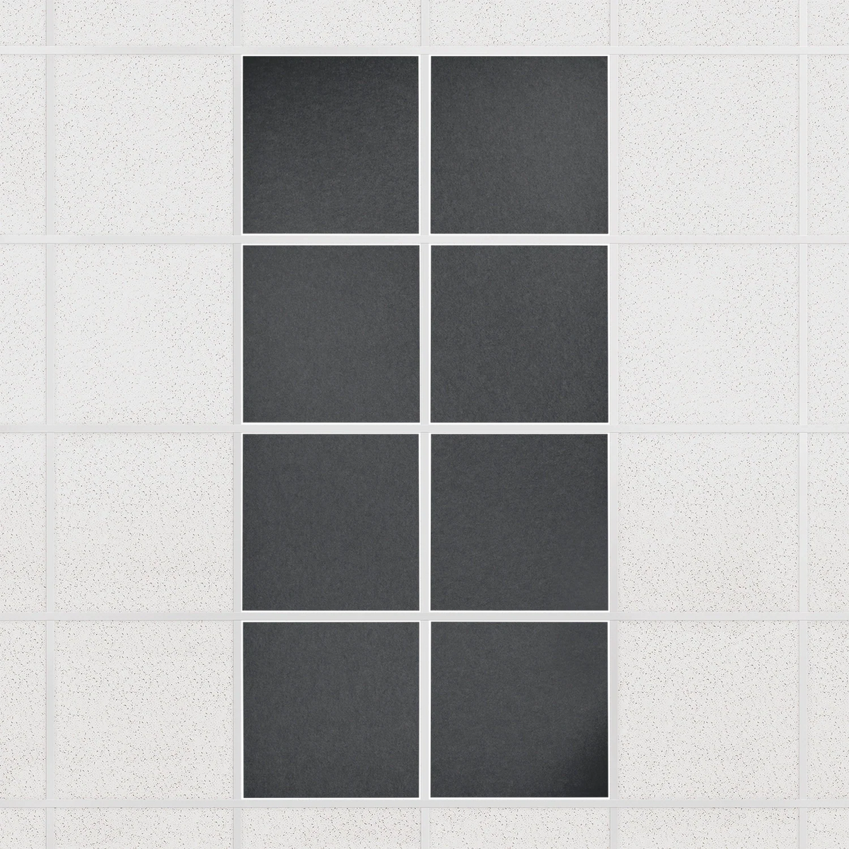 Colorblock felt drop ceiling tiles in solid Mineral, set of 8 in a 2 x 4 layout