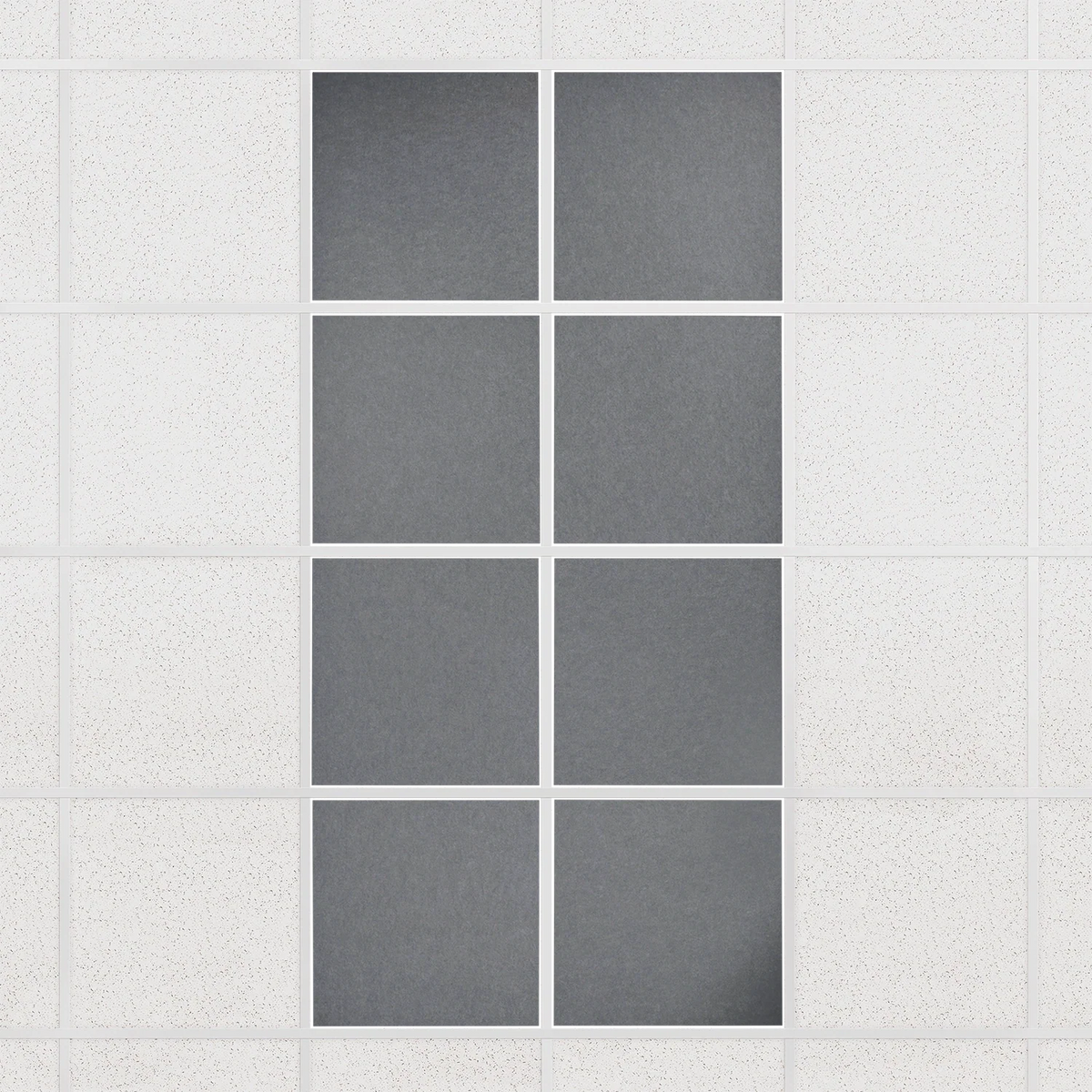 Colorblock felt drop ceiling tiles in solid Armor, set of 8 in a 2 x 4 layout