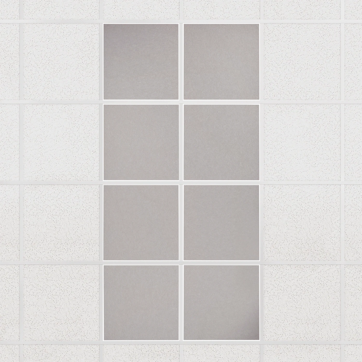 Colorblock felt drop ceiling tiles in solid Fog, set of 8 in a 2 x 4 layout
