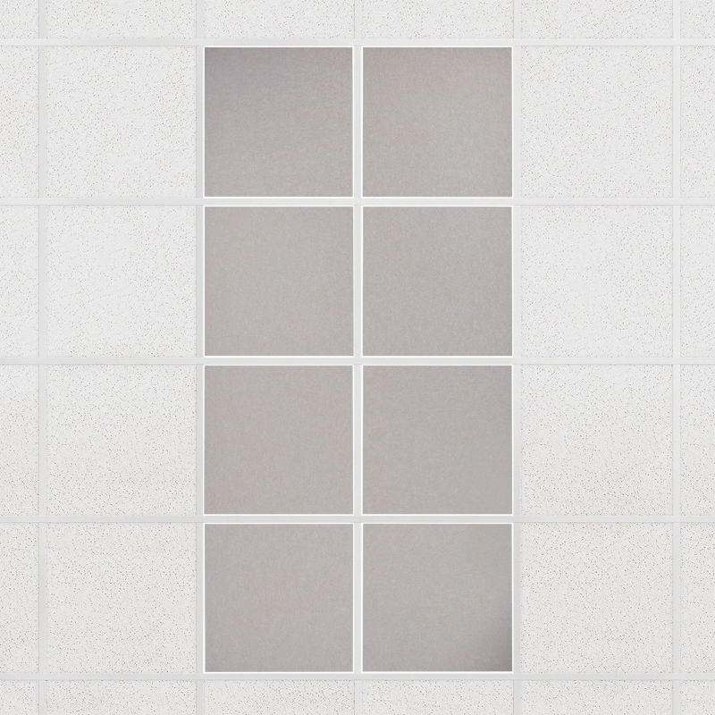 Colorblock felt drop ceiling tiles in solid Fog, set of 8 in a 2 x 4 layout