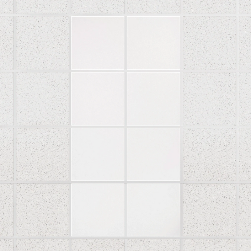 Colorblock felt drop ceiling tiles in solid Zinc, set of 8 in a 2 x 4 layout