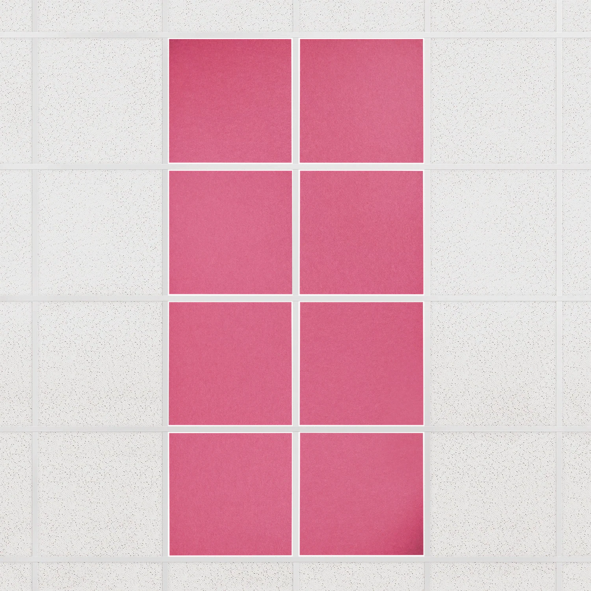 Colorblock felt drop ceiling tiles in solid Hot Pink, set of 8 in a 2 x 4 layout