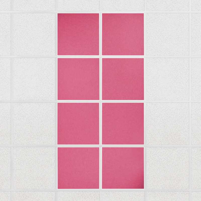 Colorblock felt drop ceiling tiles in solid Hot Pink, set of 8 in a 2 x 4 layout