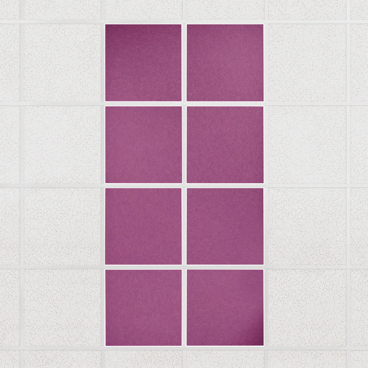 Colorblock felt drop ceiling tiles in solid Plum, set of 8 in a 2 x 4 layout