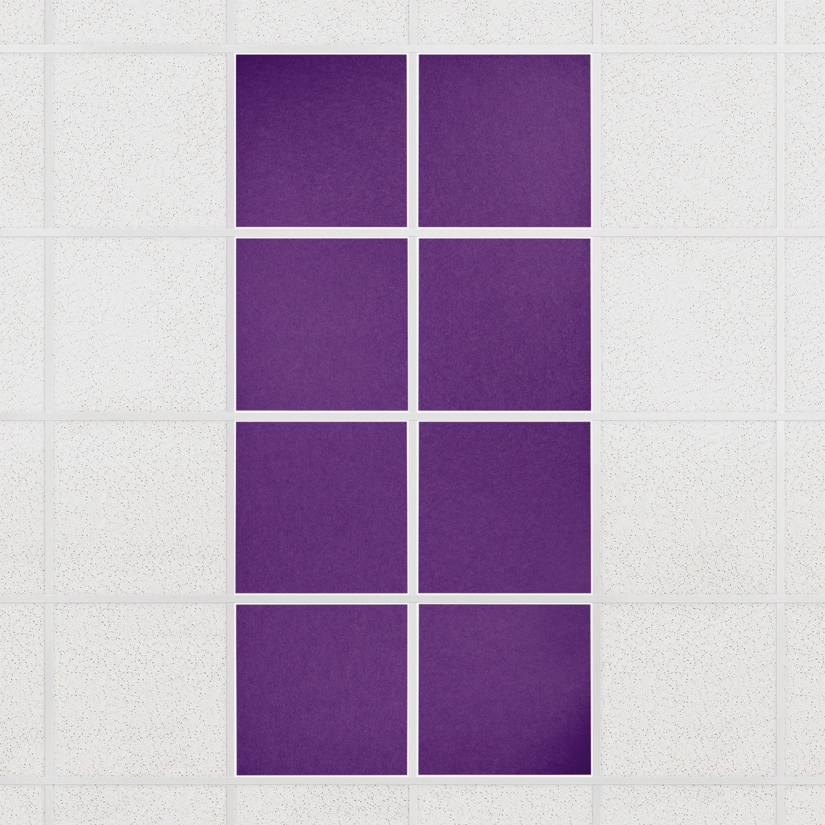 Colorblock felt drop ceiling tiles in solid Lavender, set of 8 in a 2 x 4 layout