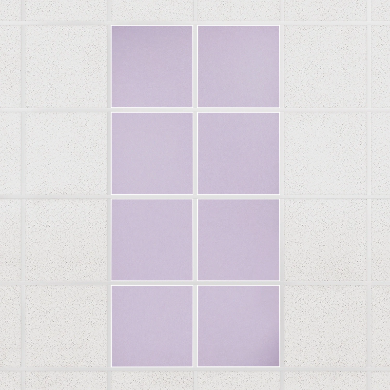 Colorblock felt drop ceiling tiles in solid Lilac, set of 8 in a 2 x 4 layout