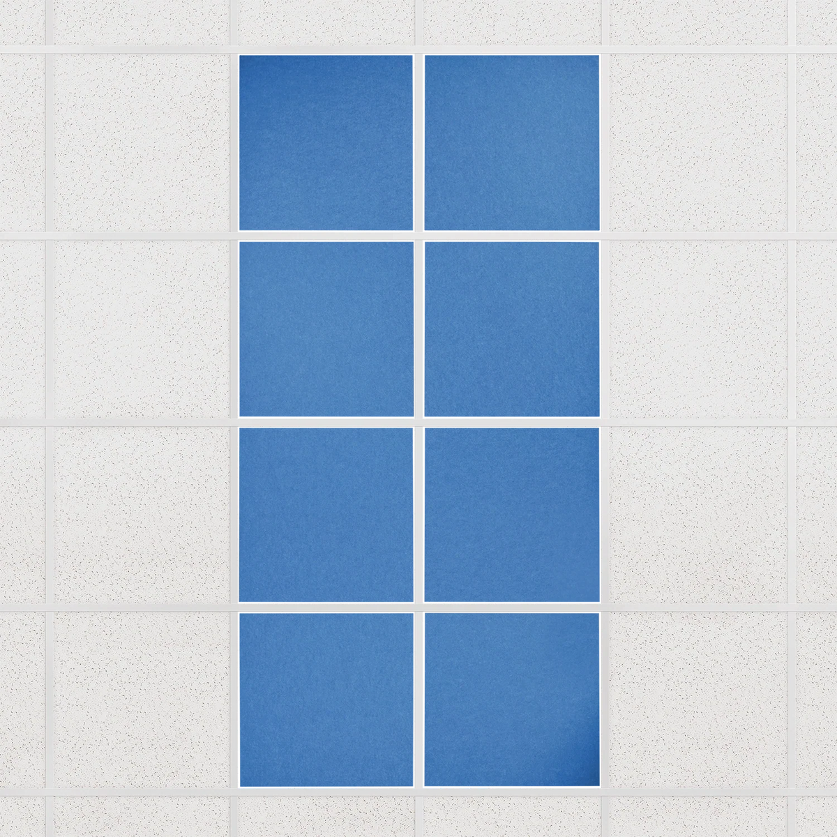 Colorblock felt drop ceiling tiles in solid Cayman, set of 8 in a 2 x 4 layout
