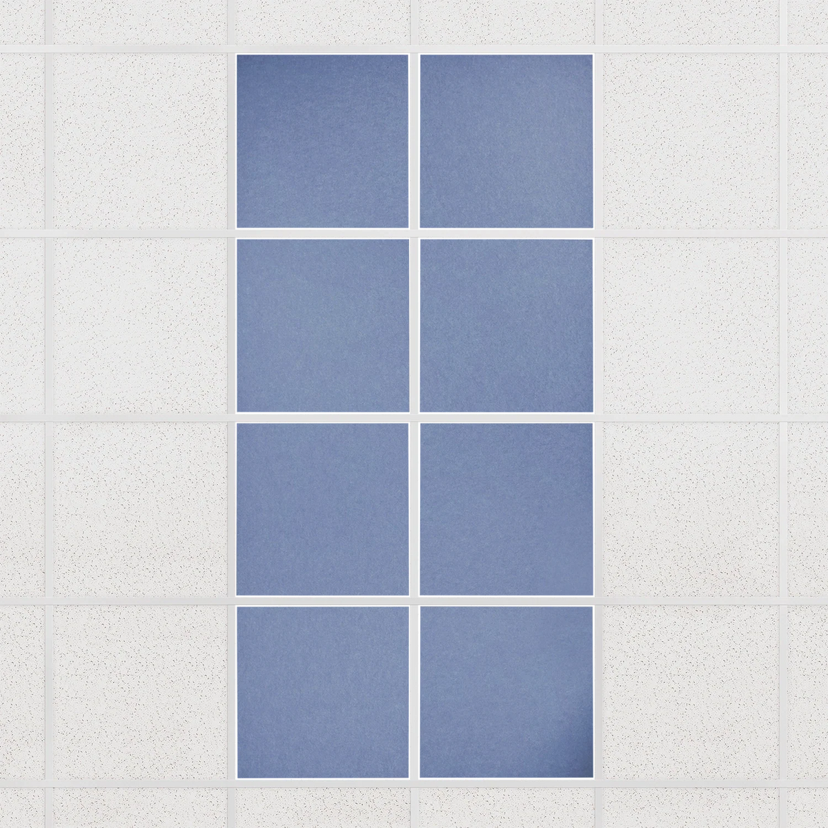 Colorblock felt drop ceiling tiles in solid Periwinkle, set of 8 in a 2 x 4 layout