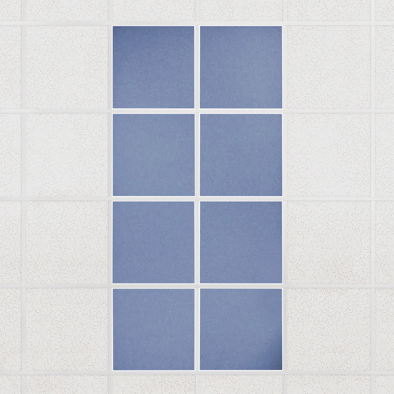 Colorblock felt drop ceiling tiles in solid Periwinkle, set of 8 in a 2 x 4 layout