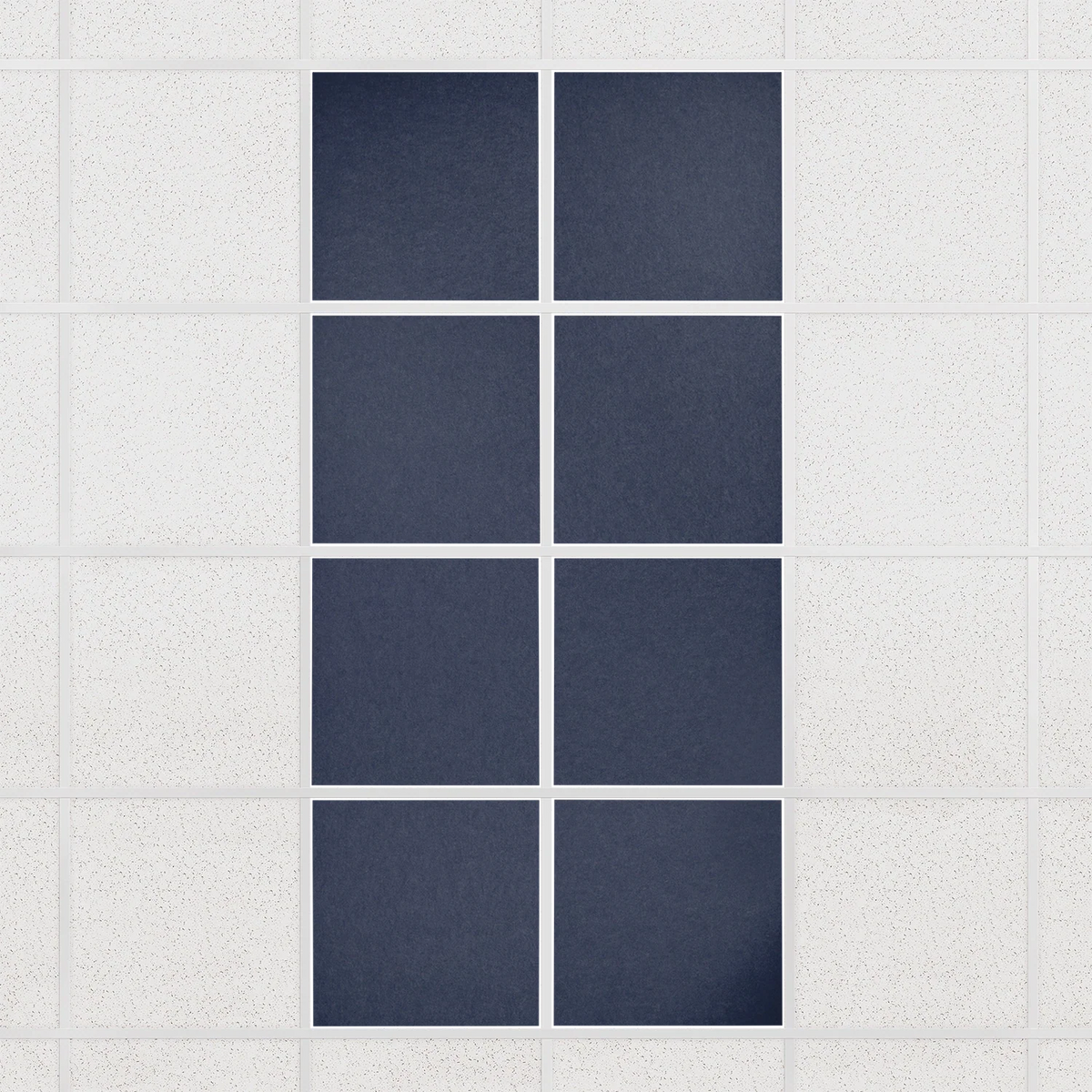 Colorblock felt drop ceiling tiles in solid Indigo, set of 8 in a 2 x 4 layout