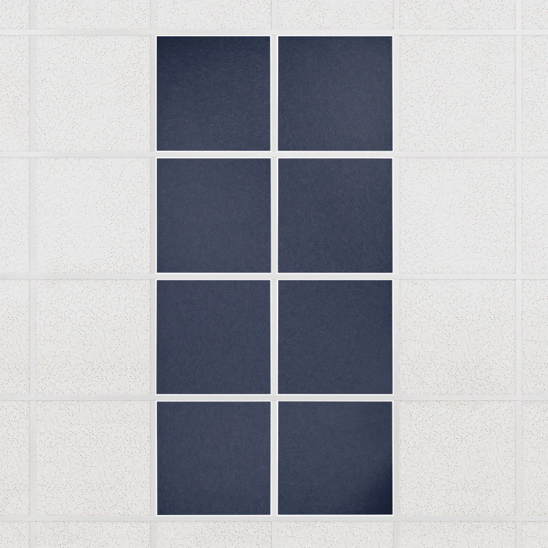Colorblock felt drop ceiling tiles in solid Indigo, set of 8 in a 2 x 4 layout