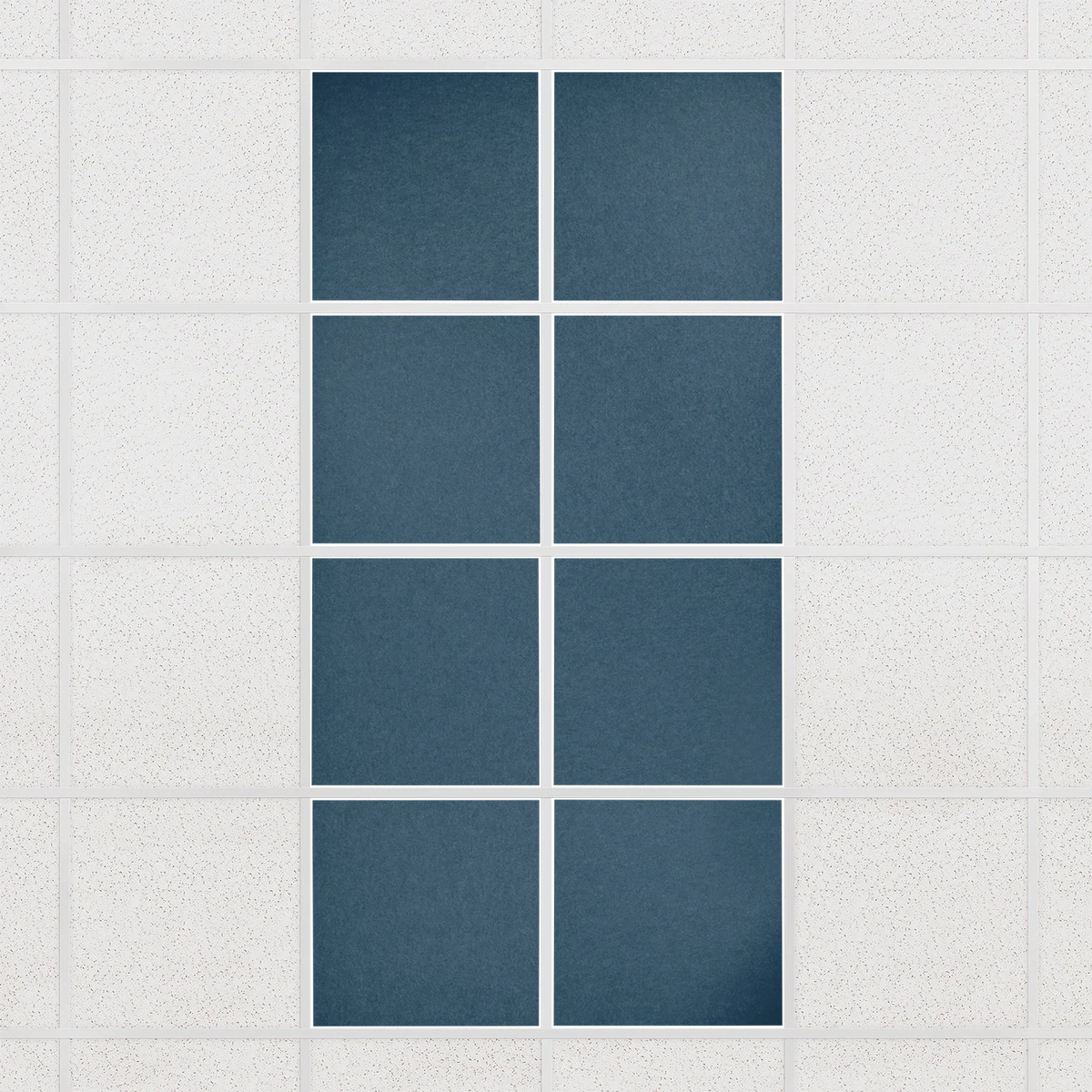 Colorblock felt drop ceiling tiles in solid Slate Blue, set of 8 in a 2 x 4 layout