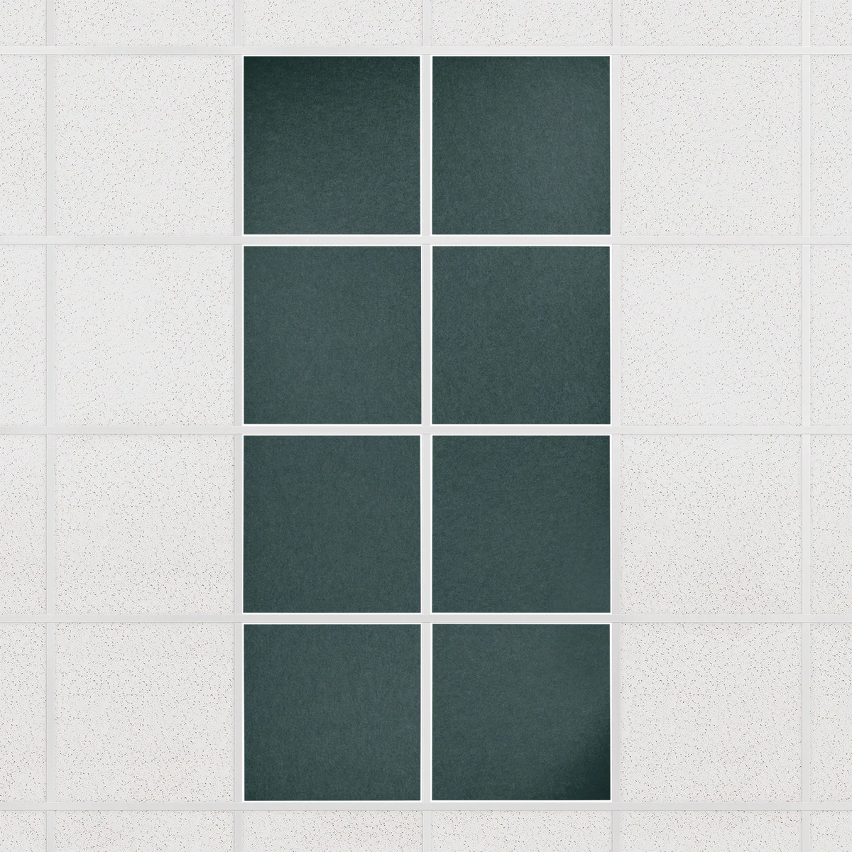 Colorblock felt drop ceiling tiles in solid Atlantic, set of 8 in a 2 x 4 layout