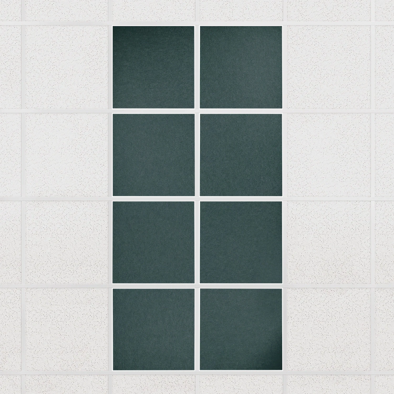 Colorblock felt drop ceiling tiles in solid Atlantic, set of 8 in a 2 x 4 layout