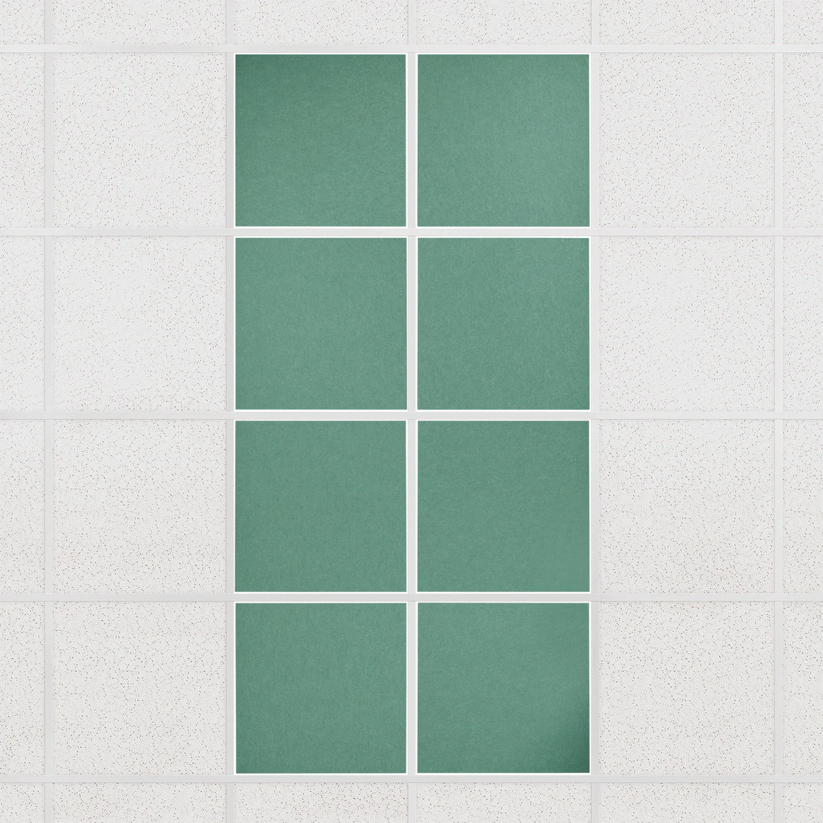 Colorblock felt drop ceiling tiles in solid Mint, set of 8 in a 2 x 4 layout