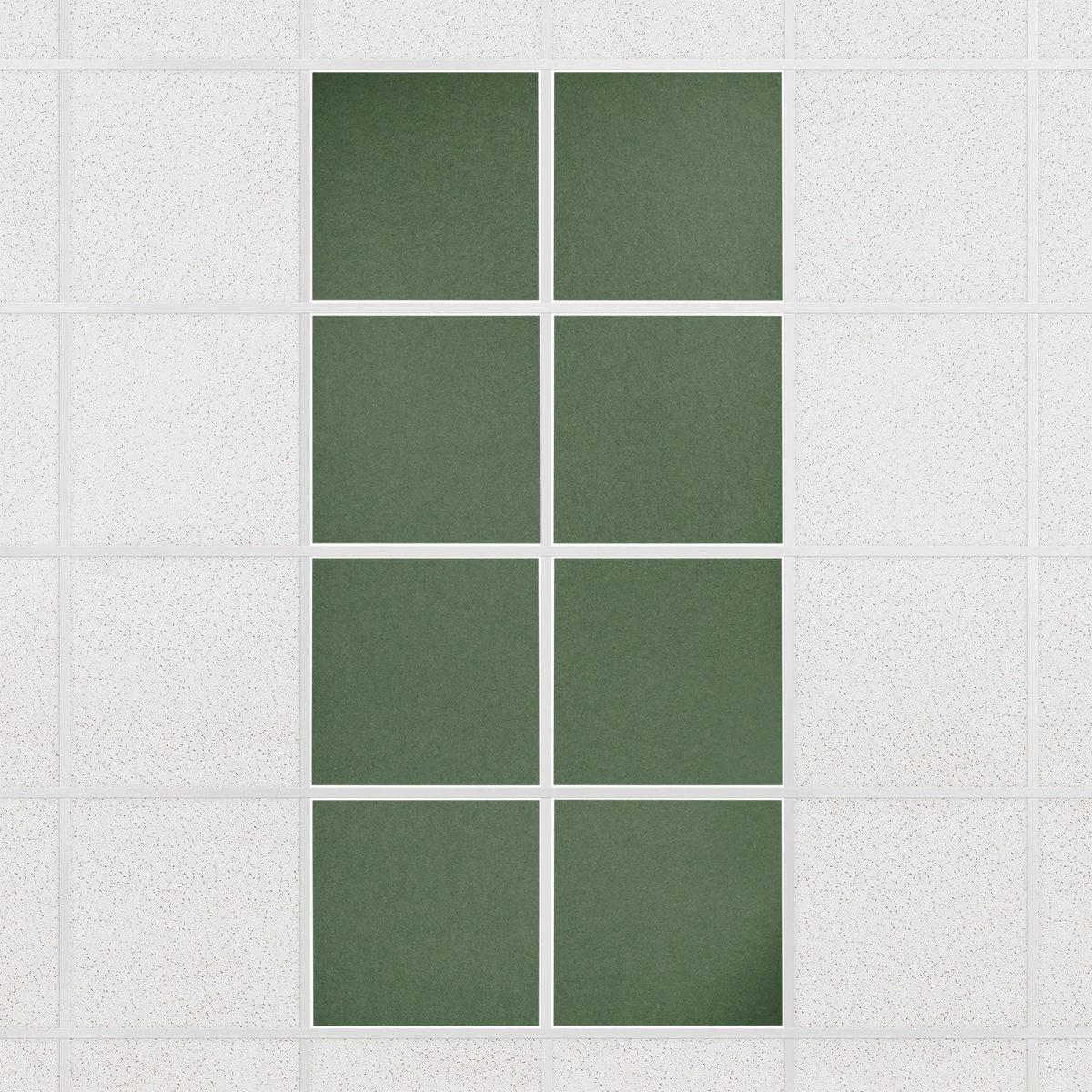 Colorblock felt drop ceiling tiles in solid Palm, set of 8 in a 2 x 4 layout
