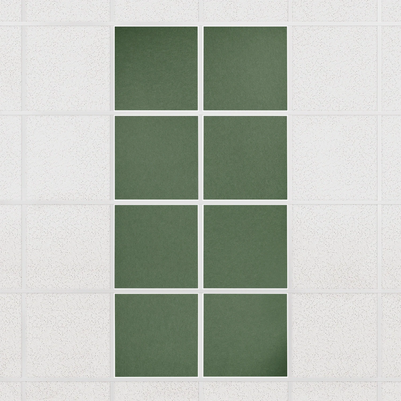 Colorblock felt drop ceiling tiles in solid Palm, set of 8 in a 2 x 4 layout