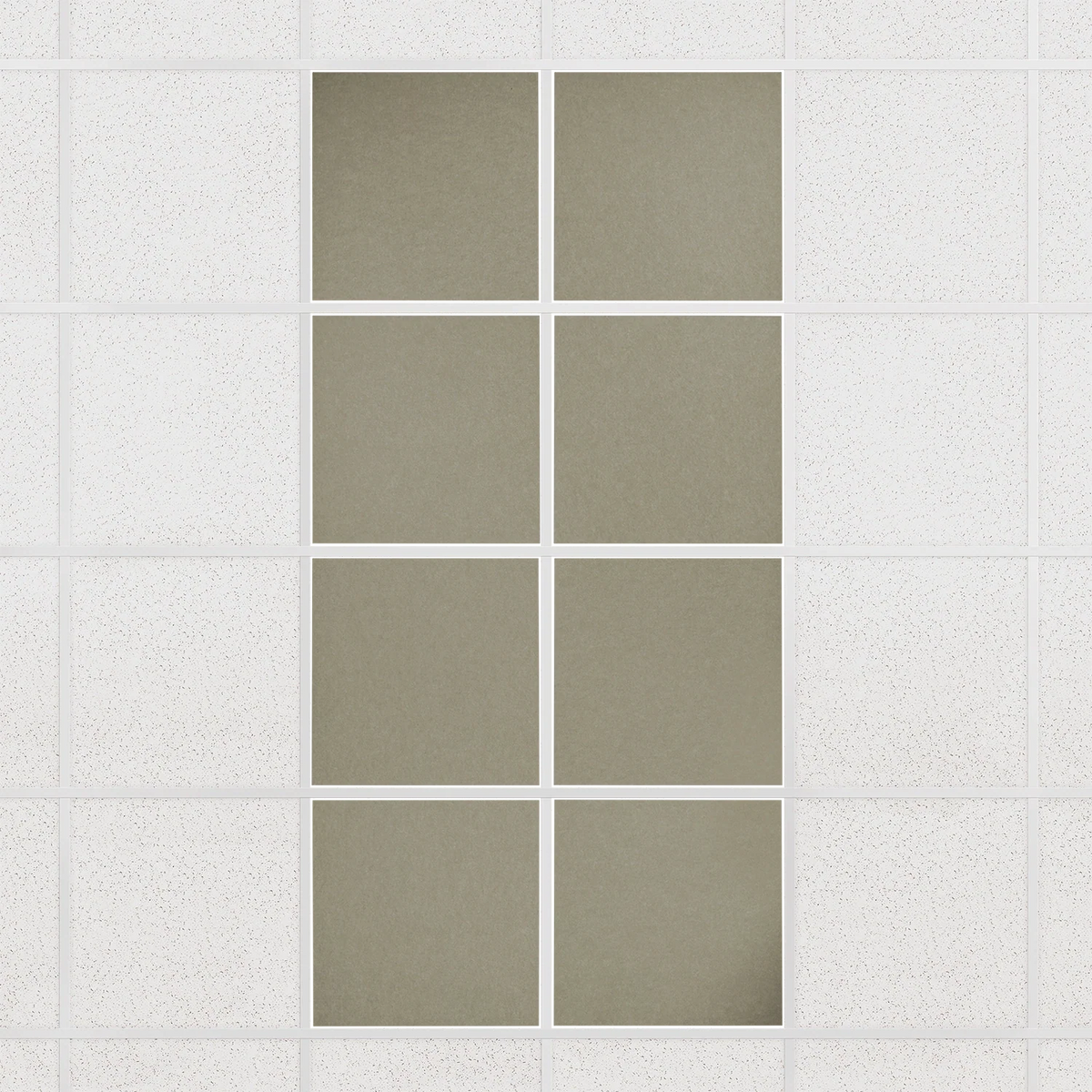 Colorblock felt drop ceiling tiles in solid Sage, set of 8 in a 2 x 4 layout