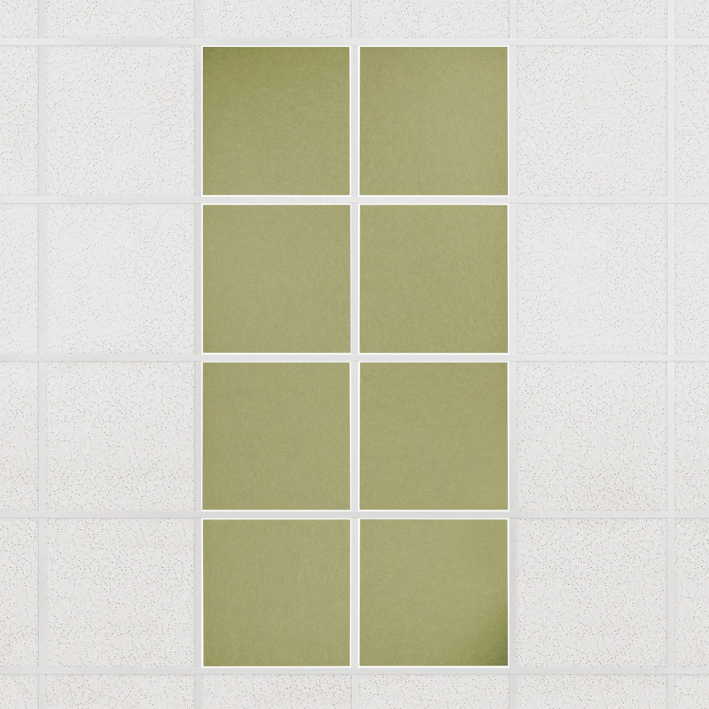 Colorblock felt drop ceiling tiles in solid Aloe, set of 8 in a 2 x 4 layout