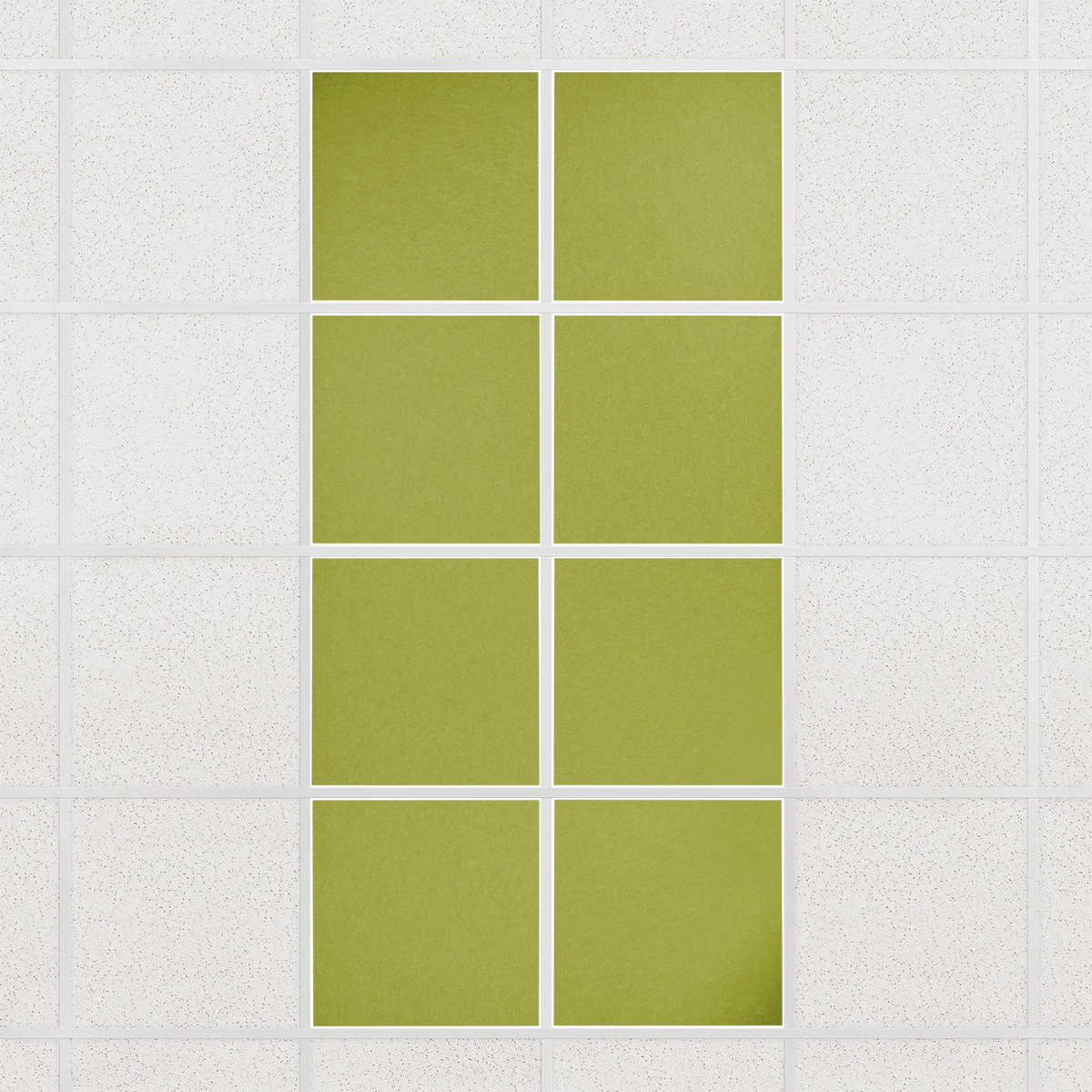 Colorblock felt drop ceiling tiles in solid Kiwi, set of 8 in a 2 x 4 layout