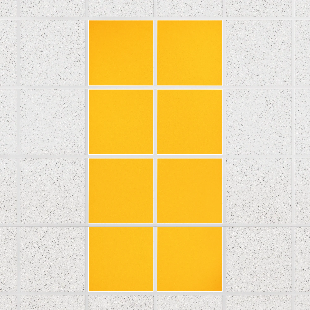 Colorblock felt drop ceiling tiles in solid Dandelion, set of 8 in a 2 x 4 layout