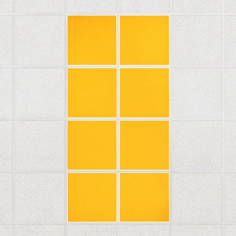 Colorblock felt drop ceiling tiles in solid Dandelion, set of 8 in a 2 x 4 layout