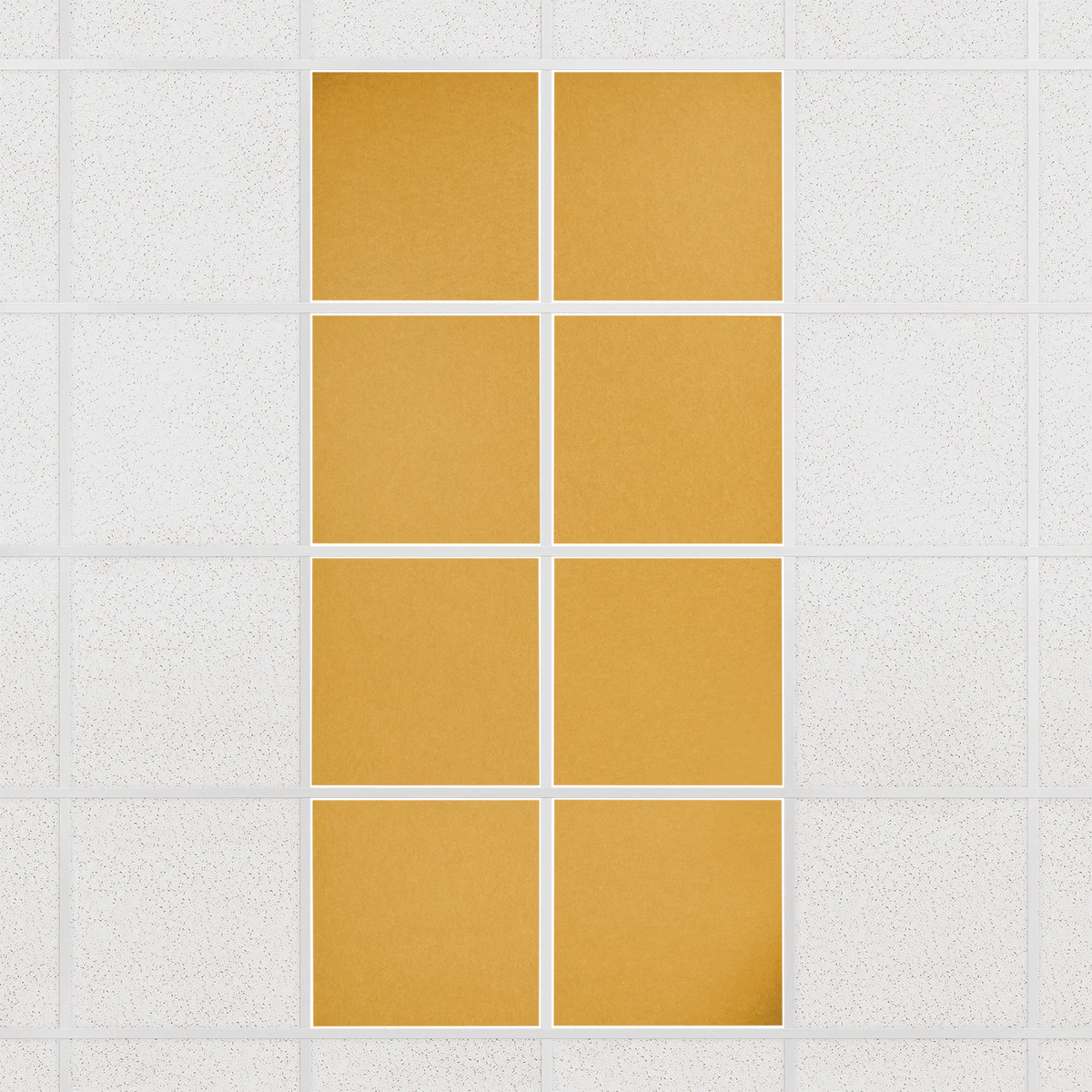 Colorblock felt drop ceiling tiles in solid Mustard, set of 8 in a 2 x 4 layout