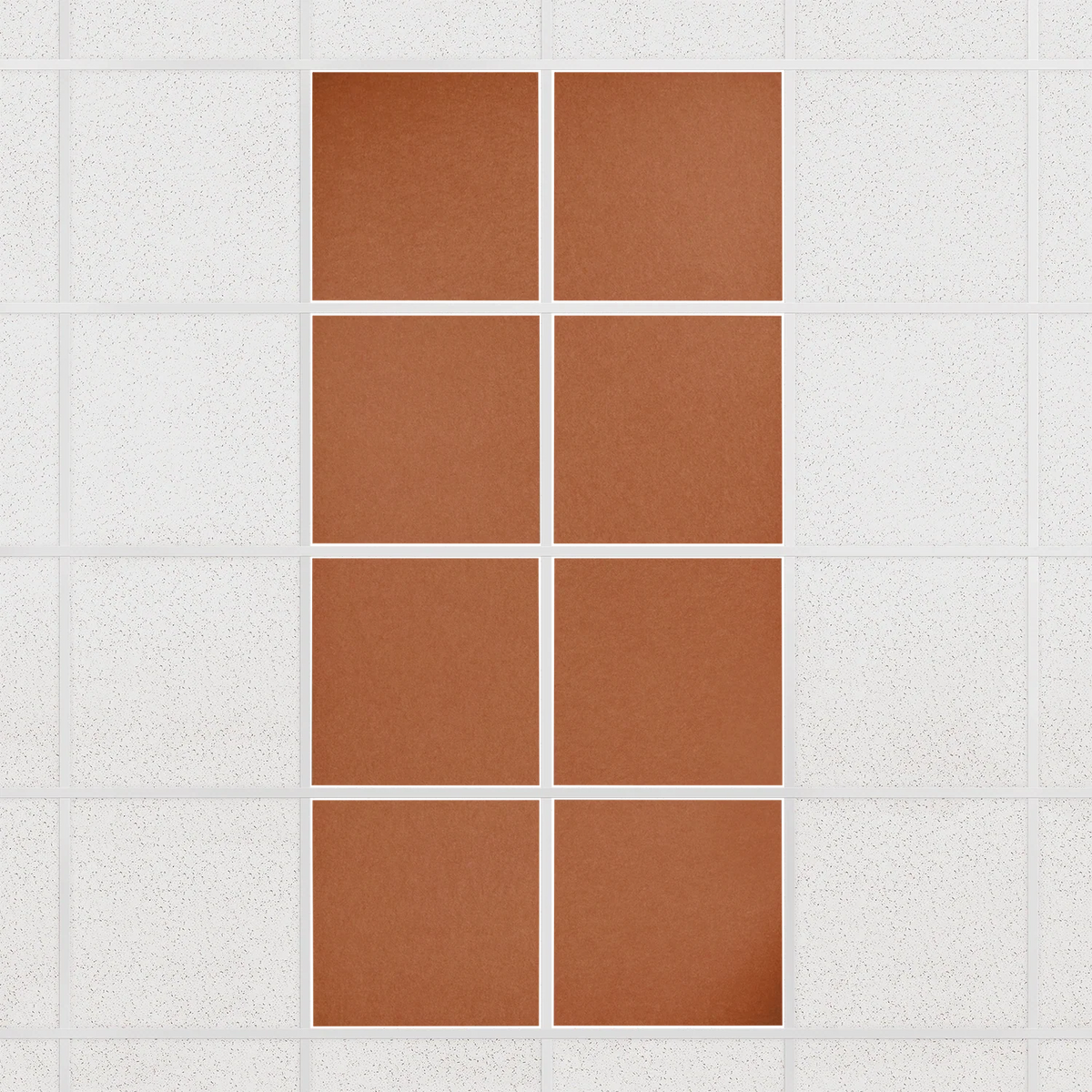 Colorblock felt drop ceiling tiles in solid Cinnamon, set of 8 in a 2 x 4 layout