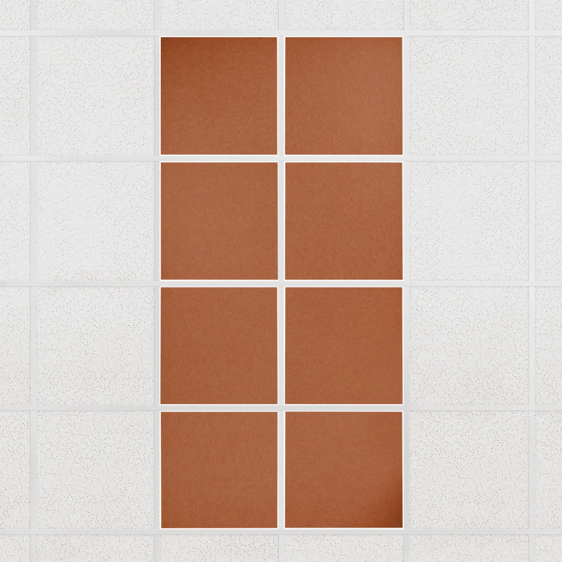 Colorblock felt drop ceiling tiles in solid Cinnamon, set of 8 in a 2 x 4 layout