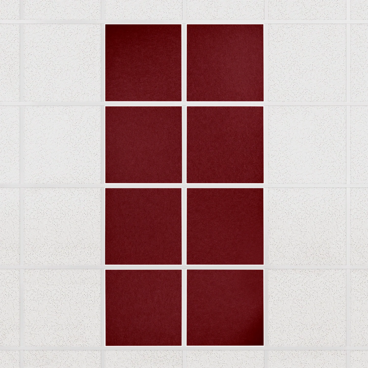 Colorblock felt drop ceiling tiles in solid Crimson, set of 8 in a 2 x 4 layout