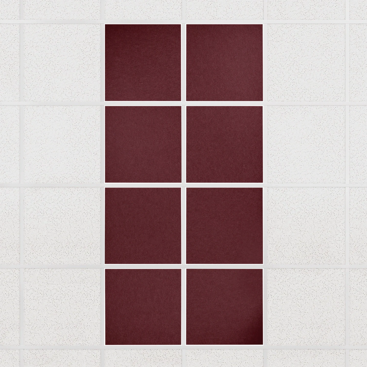 Colorblock felt drop ceiling tiles in solid Wine, set of 8 in a 2 x 4 layout