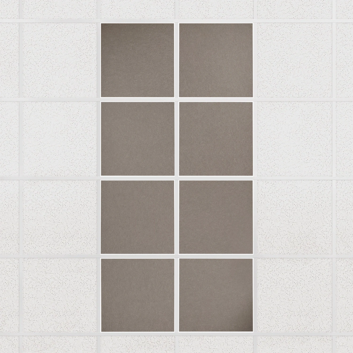 Colorblock felt drop ceiling tiles in solid Ash, set of 8 in a 2 x 4 layout
