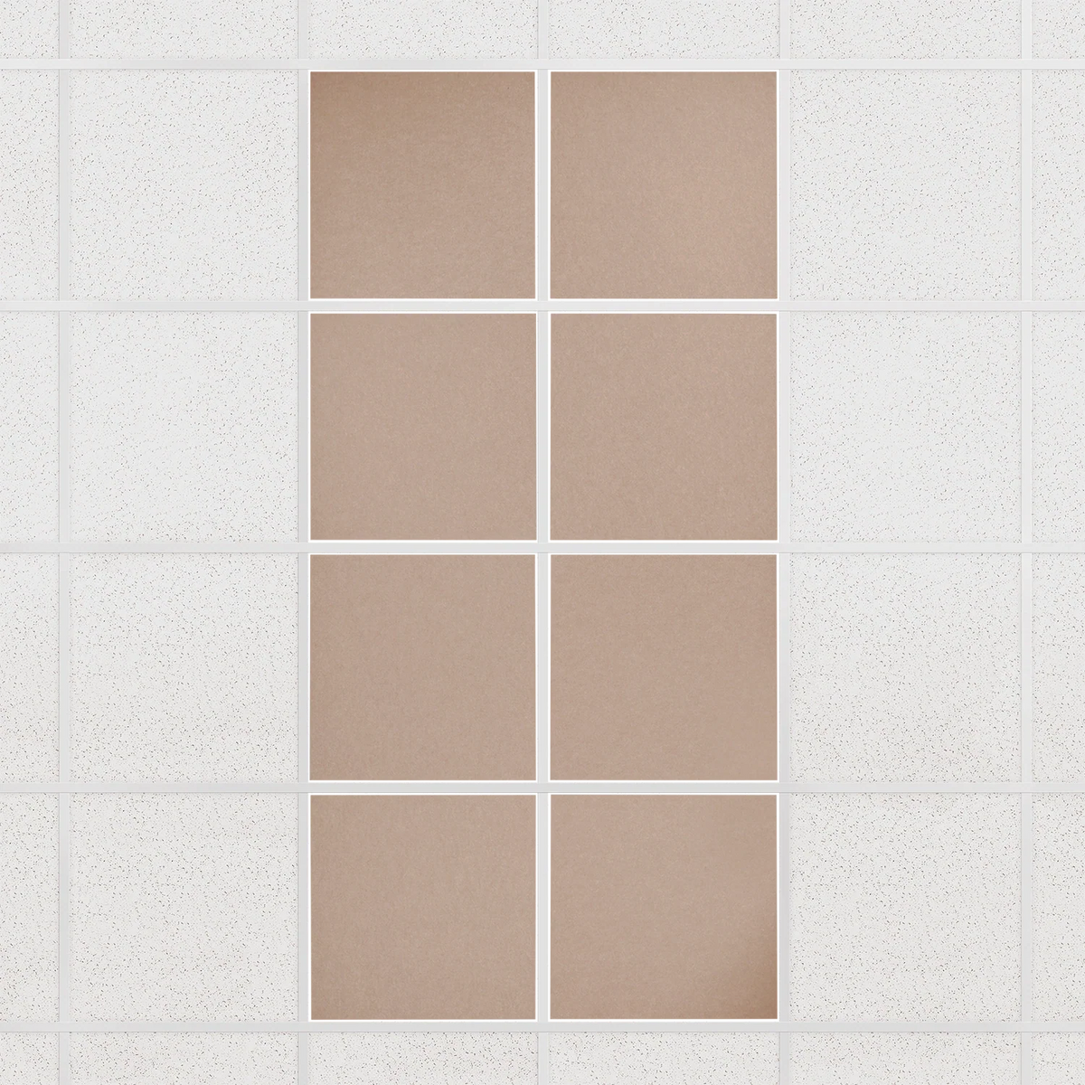 Colorblock felt drop ceiling tiles in solid Cashmere, set of 8 in a 2 x 4 layout